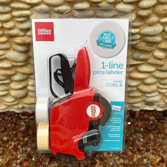 NWT New Office Depot Brand 1-Line Price Marking Labeler, Kit, OD01-8 Business - Picture 2 of 3